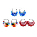 Set of 3 Blue, Red and Green Murano Style Basket Earrings in Stainless Steel - Sticky add to cart bar