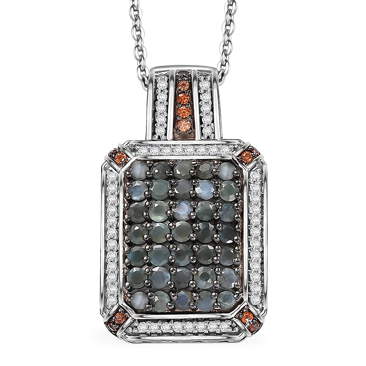 Doorbuster Premium Narsipatnam Alexandrite, White and Coffee Zircon Pendant Necklace (20 Inches) in Rhodium Over Sterling Silver 2.10 ctw