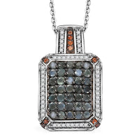 Doorbuster Premium Narsipatnam Alexandrite, White and Coffee Zircon Pendant Necklace (20 Inches) in Rhodium Over Sterling Silver 2.10 ctw