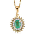 Kagem Zambian Emerald and Multi Gemstone 1.40 ctw Majesty Pendant Necklace in 18K Vermeil Yellow Gold Over Sterling Silver 20 Inches - Sticky add to cart bar