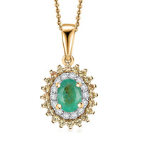 Kagem Zambian Emerald and Multi Gemstone 1.40 ctw Majesty Pendant Necklace in 18K Vermeil Yellow Gold Over Sterling Silver 20 Inches