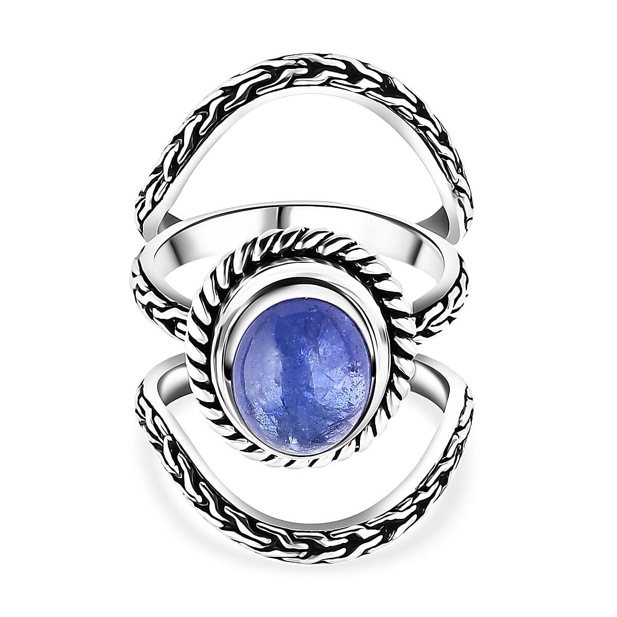 Bali Legacy Set of 3 Tanzanite Tulang Naga Stackable Ring in Sterling Silver (Size 5) 3.40 ctw