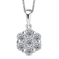 Moissanite Pendant Necklace (20 Inches) in Rhodium Over Sterling Silver 1.25 ctw