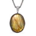 Karis Premium Malagasy Labradorite 135.00 ctw Solitaire Pendant with Beaded Necklace in Platinum Bond 20 Inches - Sticky add to cart bar