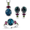 Karis Table Mountain Shadowkite, Multi Gemstone Earrings, Ring (Size 6.0) and Pendant in Platinum Bond with Stainless Steel Necklace (20 Inches) (Del. in 10-12 Days) 14.20 ctw - Sticky add to cart bar