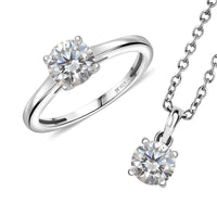 J Francis Embellished with Zirconia by Swarovski Solitaire Ring (Size 5.0), Pendant Necklace (20 Inches) in Rhodium Over Sterling Silver 2.25 ctw