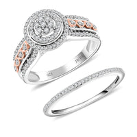 NY Closeout Diamond Set of 2 Ring in 14K RG Over and Sterling Silver (Size 7.0) 0.50 ctw