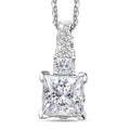 Moissanite and Padparadscha Sapphire (BT) 2.30 ctw Pendant Necklace in Rhodium Over Sterling Silver 20 Inches - Sticky add to cart bar