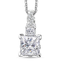 Moissanite and Padparadscha Sapphire (BT) 2.30 ctw Pendant Necklace in Rhodium Over Sterling Silver 20 Inches