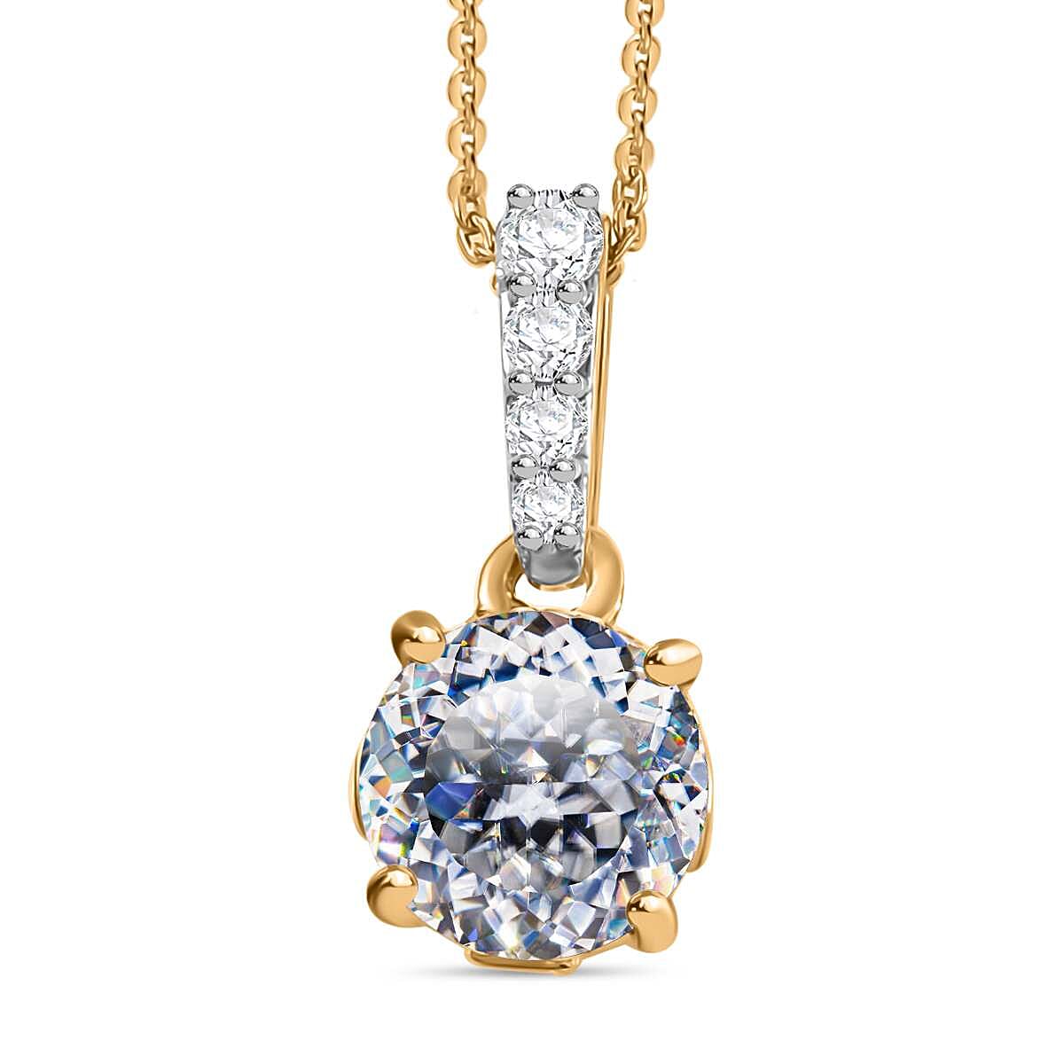 120 Facet Strontium Titanate and Multi Gemstone 3.20 ctw Pendant Necklace in 18K Vermeil Yellow Gold Over Sterling Silver 20 Inches