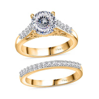 120 Facet Strontium Titanate and Multi Gemstone 3.50 ctw Set of 2 Ring in 18K Vermeil Yellow Gold Over Sterling Silver (Size 5.0)