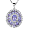 Tanzanite, Moissanite Pendant Necklace (20 Inches) in Rhodium Over Sterling Silver 3.40 ctw - Sticky add to cart bar