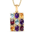 GP Royal Art Deco Collection Multi Gemstone 5.00 ctw Pendant Necklace in 18K Vermeil Yellow Gold Over Sterling Silver 20 Inches - Sticky add to cart bar