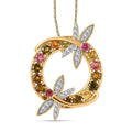 GP Trionfo Collection Multi-Tourmaline and Multi Gemstone 4.10 ctw Rainbow Dragonfly Pendant Necklace in 18K Vermeil Yellow Gold Over Sterling Silver 20 Inches - Sticky add to cart bar