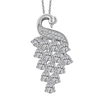 J Francis Embellished with Zirconia by Swarovski 7.70 ctw Peacock Pendant Necklace in Rhodium Over Sterling Silver 20 Inches