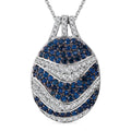 Madagascar Blue Sapphire, White Zircon Ocean Waves Pendant Necklace (20 Inches) in Rhodium Over Sterling Silver 2.90 ctw - Sticky add to cart bar