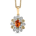 Fanta Garnet and Multi Gemstone 1.60 ctw Sunflower Pendant Necklace in 18K Vermeil Yellow Gold Over Sterling Silver 20 Inches - Sticky add to cart bar