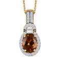 AAA Golden Turkizite and Moissanite 1.75 ctw Sunlit Grace Pendant Necklace in 18K Vermeil Yellow Gold Over Sterling Silver 20 Inches - Sticky add to cart bar