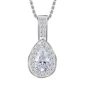 J Francis Embellished with Zirconia by Swarovski 3.50 ctw Halo Pendant Necklace in Rhodium Over Sterling Silver 20 Inches - Sticky add to cart bar