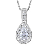 J Francis Embellished with Zirconia by Swarovski 3.50 ctw Halo Pendant Necklace in Rhodium Over Sterling Silver 20 Inches