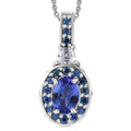 TLV Tanzanite, Multi Gemstone Halo Pendant Necklace (20 Inches) in Rhodium Over Sterling Silver 1.50 ctw - Sticky add to cart bar
