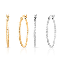 Set of 2, 25mm Diamond Cut Earrings in 14K YG Over and Sterling Silver 2.9 Grams