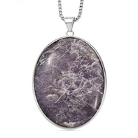 Karis Lepidolite 352.50 ctw Pendant in Platinum Bond with Stainless Steel Necklace 20 Inches