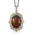 Karis Poppy Jasper 11.50 ctw Pendant in 18K YG Plated and Platinum Bond with Stainless Steel Necklace 20 Inches - Sticky add to cart bar