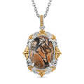 Karis Poppy Jasper 11.50 ctw Pendant in 18K YG Plated and Platinum Bond with Stainless Steel Necklace 20 Inches - Sticky add to cart bar