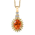 Luxoro AAA Mandarin Garnet, Natural Yellow and White Diamond 1.85 ctw Sunburst Pendant Necklace in 14K Yellow Gold 18 Inches - Sticky add to cart bar