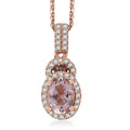 Premium Pink Morganite and Multi Gemstone 1.50 ctw Rosy Halo Pendant Necklace in 18K Vermeil Rose Gold Over Sterling Silver 20 Inches - Sticky add to cart bar