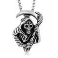 Grim Reaper Pendant Necklace in Black Oxidized and Stainless Steel 24 Inches - Sticky add to cart bar