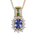 Tanzanite, Multi Gemstone Pendant Necklace (20 Inches) in 18K Vermeil YG Over Sterling Silver 1.50 ctw - Sticky add to cart bar