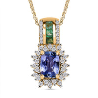 Tanzanite, Multi Gemstone Pendant Necklace (20 Inches) in 18K Vermeil YG Over Sterling Silver 1.50 ctw