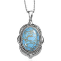 Mojave Blue Turquoise 20.50 ctw Pendant Necklace 20 Inches in Stainless Steel - Sticky add to cart bar