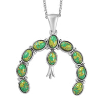 Mojave Green Turquoise Pendant Necklace (20 Inches) in Stainless Steel 5.00 ctw