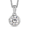 Moissanite (Rnd 8mm) Pendant in Platinum Over Sterling Silver with Stainless Steel Necklace (20 Inches) 1.75 ctw - Sticky add to cart bar