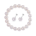 White Shell Pearl Stretch Bracelet and Earrings in Rhodium Over Sterling Silver (Del. in 8-10 Days) - Sticky add to cart bar