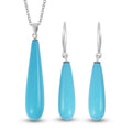 Blue Shell Pearl Drop Pendant Necklace (20 Inches) and Earrings in Sterling Silver and Stainless Steel - Sticky add to cart bar