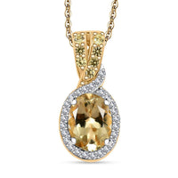 Premium Brazilian Heliodor and Multi Gemstone 1.65 ctw Golden Petal Twist Pendant Necklace in 18K Vermeil Yellow Gold Over Sterling Silver 20 Inches