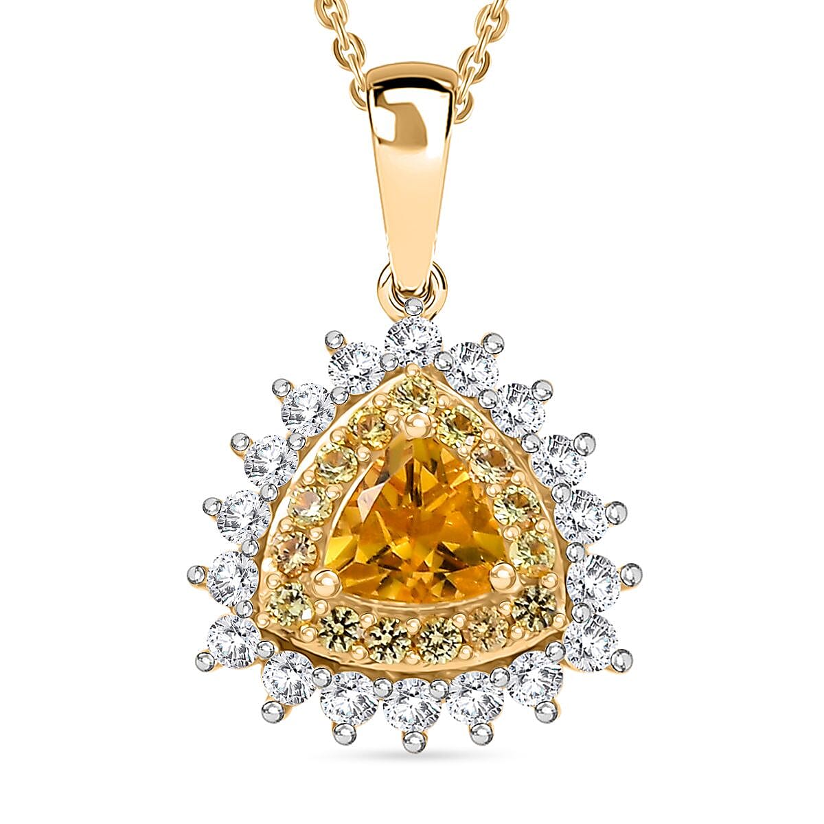 Premium Brazilian Heliodor and Multi Gemstone 1.40 ctw Sunlit Pendant Necklace in 18K Vermeil Yellow Gold Over Sterling Silver 20 Inches