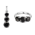 Elite Shungite 3.90 ctw Pendant without Chain and Ring (Size 9.0) in Rhodium Over Sterling Silver - Sticky add to cart bar
