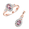 Narsipatnam Pink Spinel, White Zircon Halo Ring (Size 6) and Pendant in 18K Vermeil RG Over Sterling Silver 1.75 ctw - Sticky add to cart bar