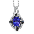 Tanzanite and Multi Gemstone 1.75 ctw Pendant Necklace in Rhodium Over Sterling Silver 20 Inches - Sticky add to cart bar