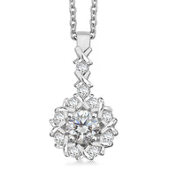 Moissanite Pendant Necklace (20 Inches) in Rhodium Over Sterling Silver 1.65 ctw