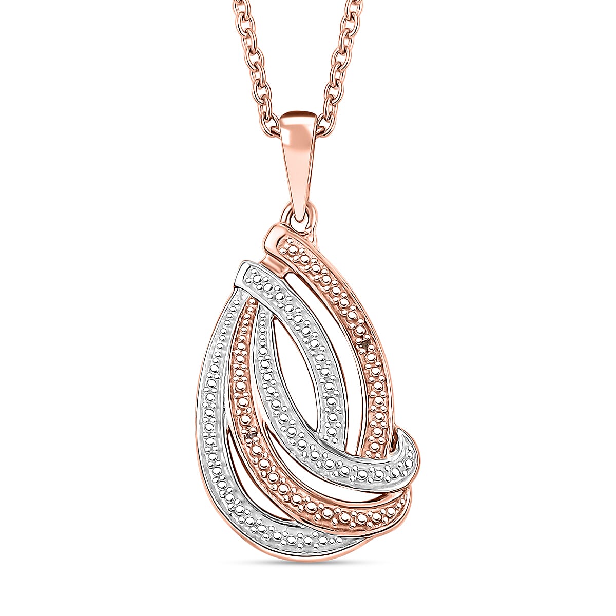 Karis Natural Champagne Diamond Pendant in 18K RG Plated and Platinum Bond with Stainless Steel Necklace 20 Inches