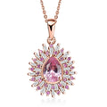 Narsipatnam Pink Spinel, Pink Sapphire, Diamond 1.25 ctw Pendant Necklace 20 Inches in 18K Vermeil Rose Gold Over Sterling Silver - Sticky add to cart bar