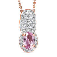 Premium Narsipatnam Pink Spinel and Diamond 0.70 ctw Blushing Elegance Pendant Necklace 20 Inches in 18K Vermeil Rose Gold Over Sterling Silver