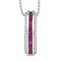 Doorbuster Karis Ruby, White Zircon Pendant in Platinum Bond with Stainless Steel Necklace (20 Inches) 1.25 ctw