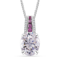 Doorbuster Moissanite, Multi Gemstone Pendant Necklace (20 Inches) in Platinum and Rhodium Over Sterling Silver 3.80 ctw